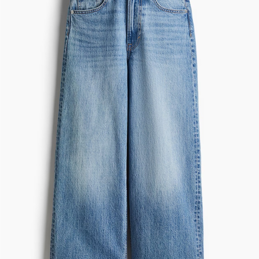 H&M Light Blue high rise wide leg cropped jeans